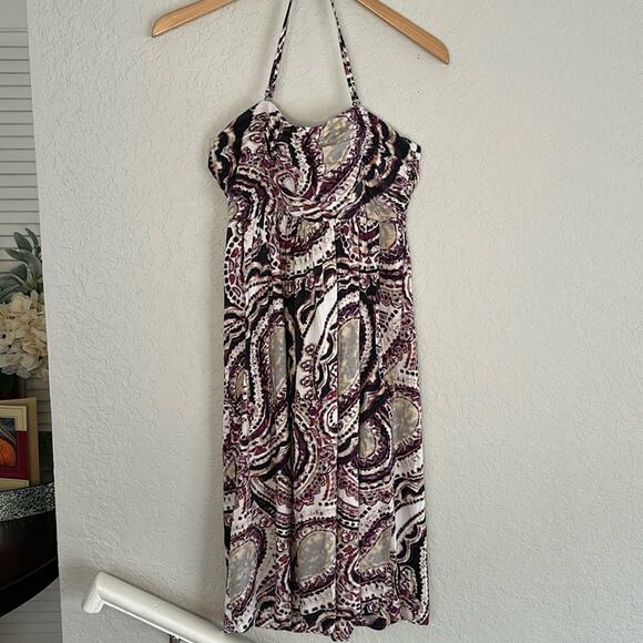 Soma Purple Watercolor Halter Mini Dress Small Stretchy - Picture 1 of 5